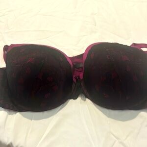 Torrid Push Up Bra Pink With Black Lace